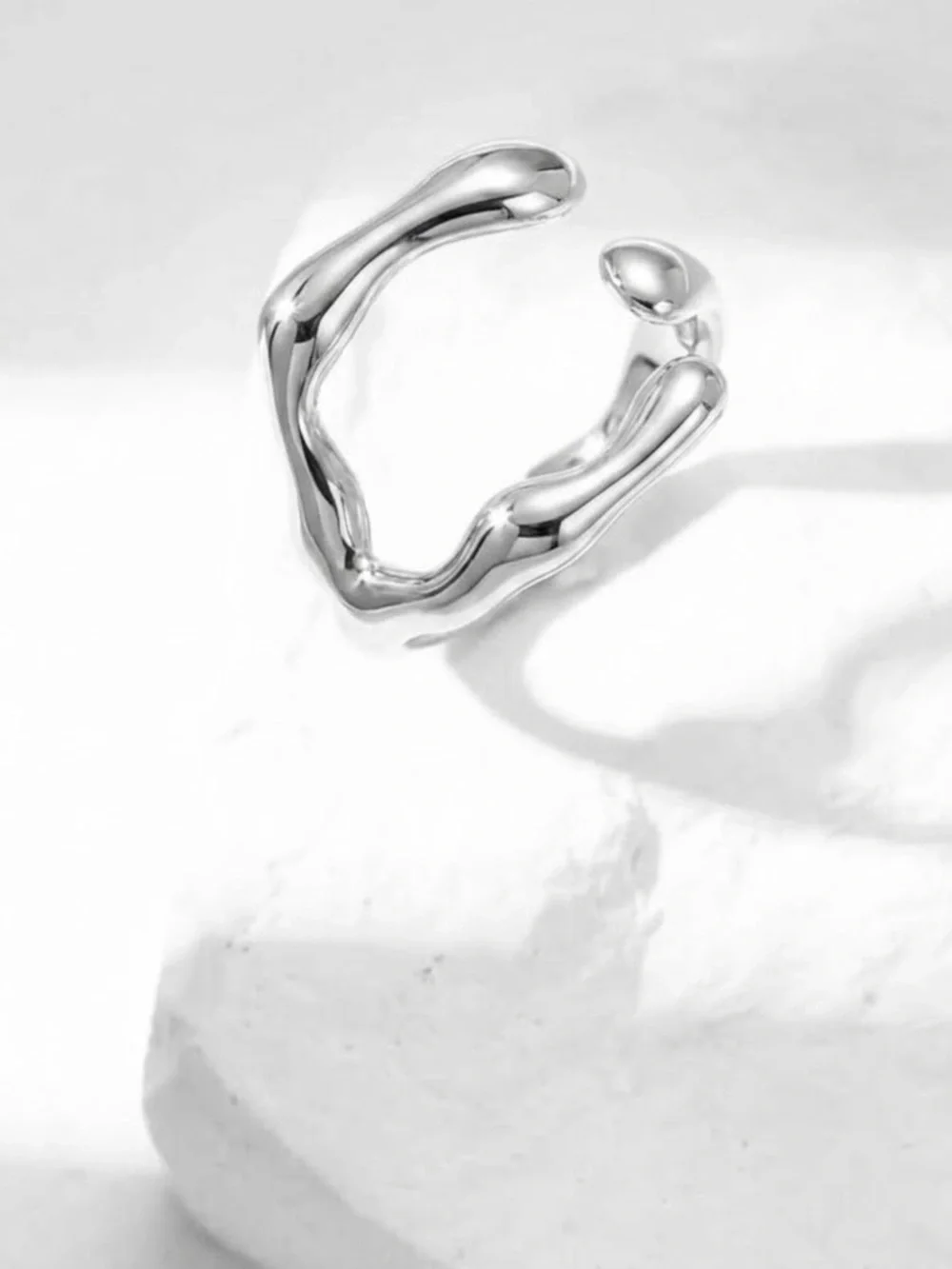 “Melting Metal” Dripping Droplet Blood Liquid Water Goth Edgy Vampire Steel Ring